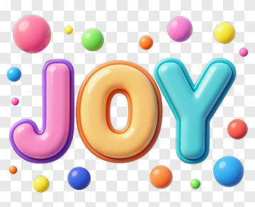 Joy Letter With Colorful Bubbles PNG