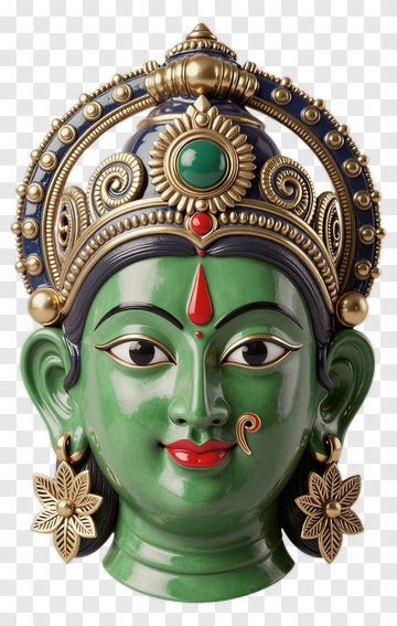 Green Goddess Statue With Gold Crown PNG