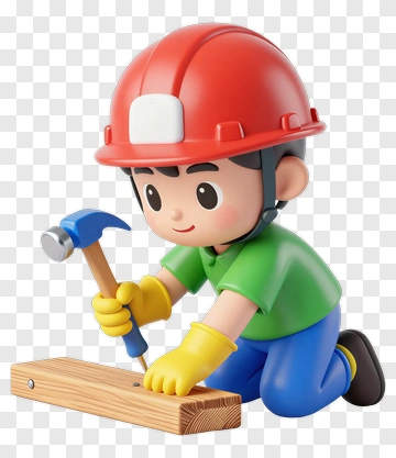 Child Construction Worker With Hammer PNG
