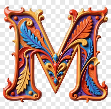 Fancy Letter M With Ornament PNG