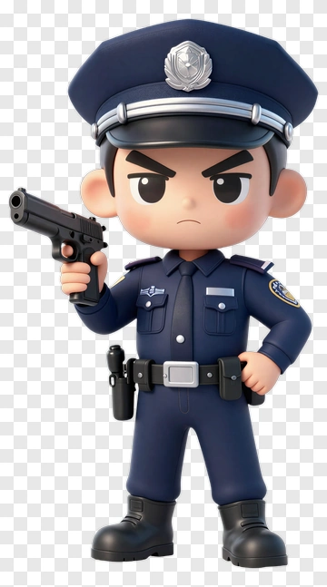 Cartoon Police Officer Holding Gun PNG