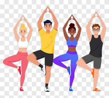 Four People Doing Yoga Pose PNG