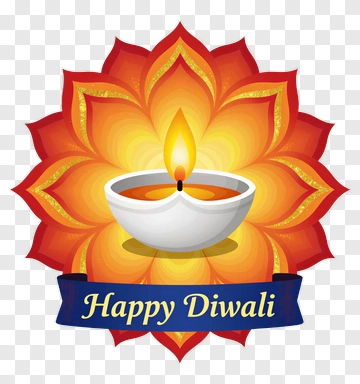 Happy Diwali Candle With Lotus Design PNG