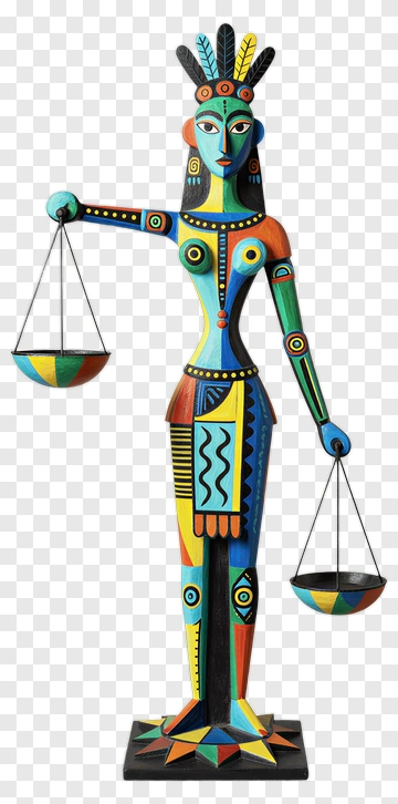 Colorful Justice Figure Sculpture PNG