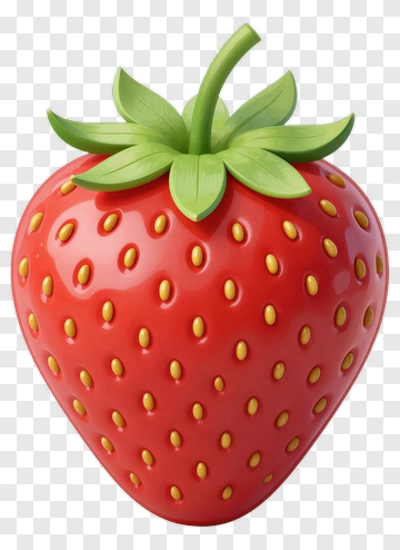Red Strawberry With Green Leaf PNG