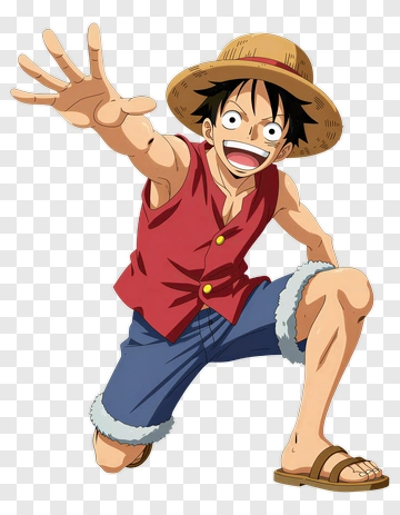 Monkey D Luffy Waving With Straw Hat PNG