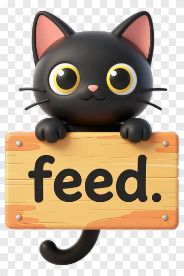 Black Cat Holding Feed Sign PNG