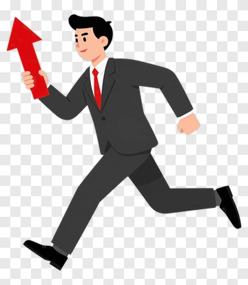 Businessman Holding Red Arrow PNG