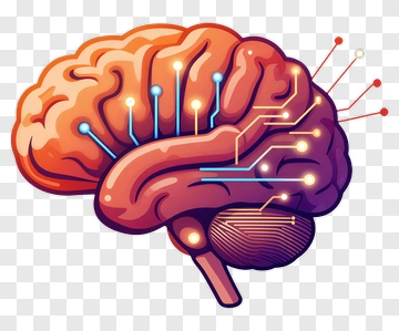 Brain With Digital Circuits PNG