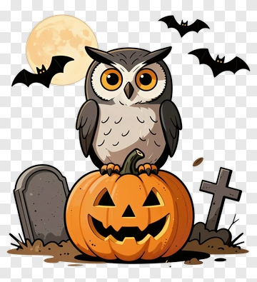Owl On Jack-o-Lantern PNG