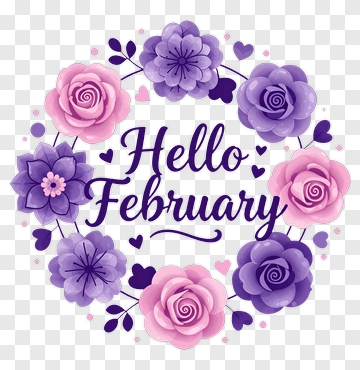 Hello February Flower Wreath PNG