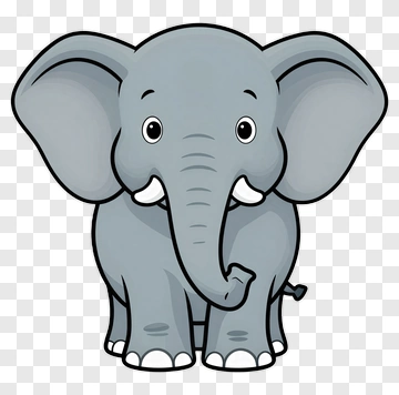 Cute Gray Elephant PNG