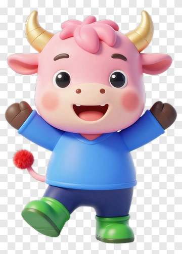 Happy Bull Cartoon Character PNG