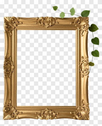 Gold Ornate Frame With Green Leaves PNG