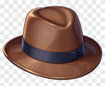 Brown Fedora Hat With Blue Band PNG