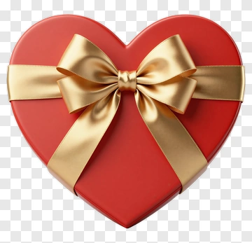 Red Heart-Shaped Gift Box With Gold Ribbon PNG