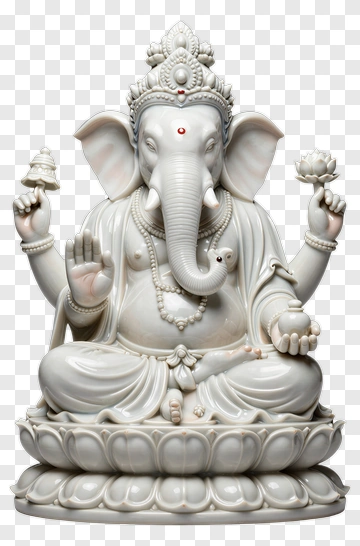 White Ceramic Ganesha Statue PNG