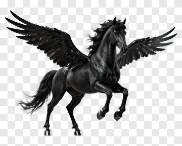 Black Pegasus In Dynamic Pose PNG