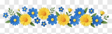 Blue And Yellow Flower Bouquet PNG