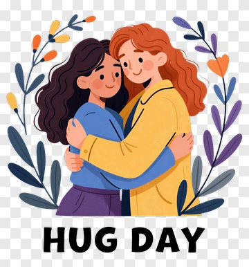Two Women Hugging On Hug Day PNG