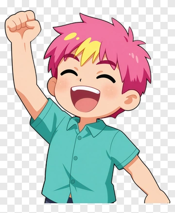 Happy Anime Child With Pink Hair PNG