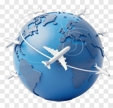 Globe With Airplanes PNG