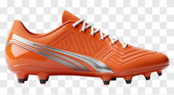 Orange Football Boot With Silver Accents PNG
