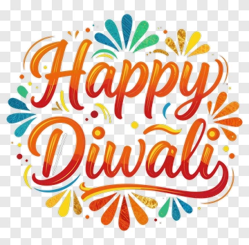 Happy Diwali Festive Typography Design PNG