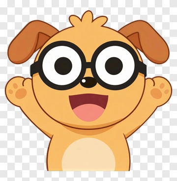 Happy Cartoon Dog With Glasses PNG