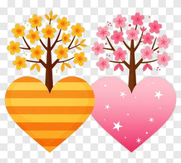 Two Hearts With Trees PNG