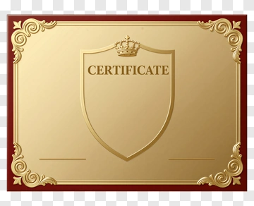Golden Certificate With Crown And Shield PNG