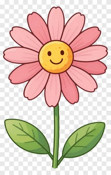 Smiling Flower With Pink Petals PNG