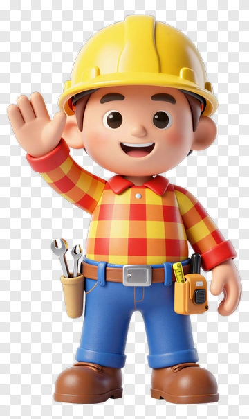 Friendly Construction Worker Toy PNG