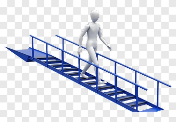 Mannequin Walking On Blue Staircase PNG