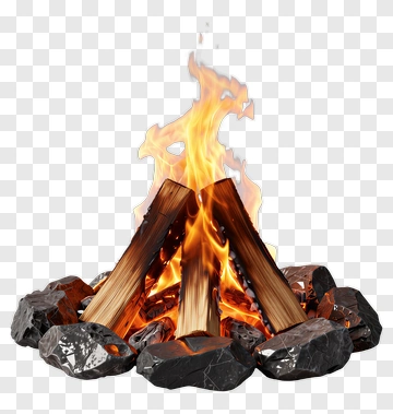 Campfire With Burning Wood And Charcoal PNG