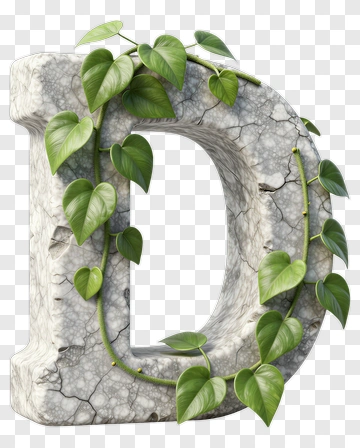 Stone Letter D With Ivy PNG