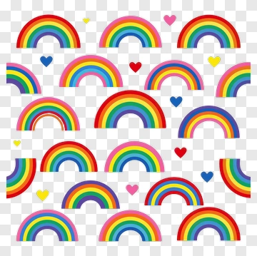 Rainbow And Heart Pattern PNG