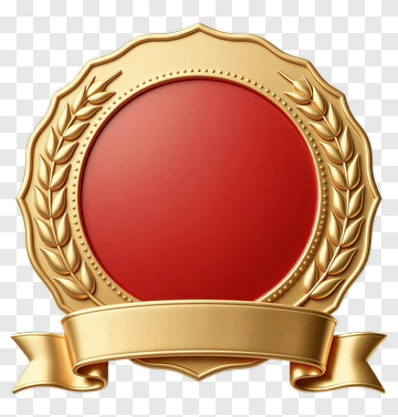 Golden Medal With Red Center PNG