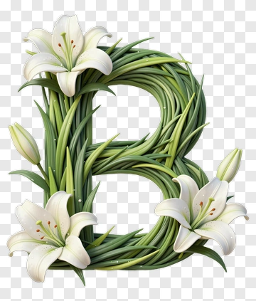 Letter B With Lily Wreath PNG