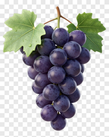 Cluster Of Purple Grapes With Green Leaves PNG