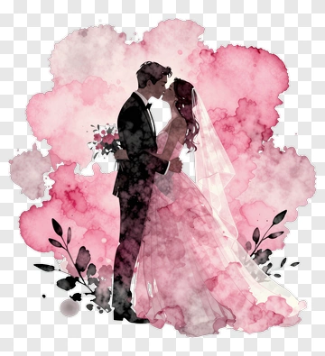 Couple Kissing In Wedding Attire PNG