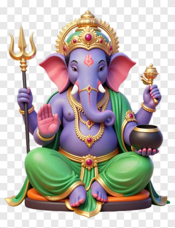 Ganesha Statue With Trident And Pot PNG