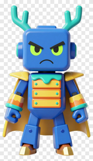 Angry Robot With Antlers And Cape PNG