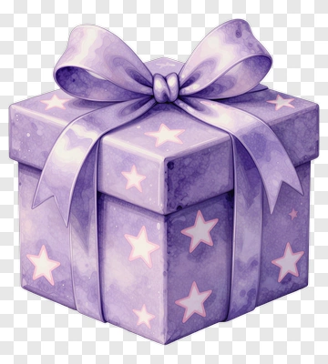 Purple Gift Box With Star Pattern PNG