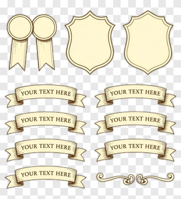 Vintage Decorative Ribbons And Shields PNG