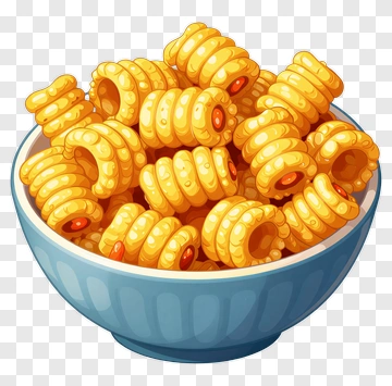 Yellow Corn Snack In Blue Bowl PNG