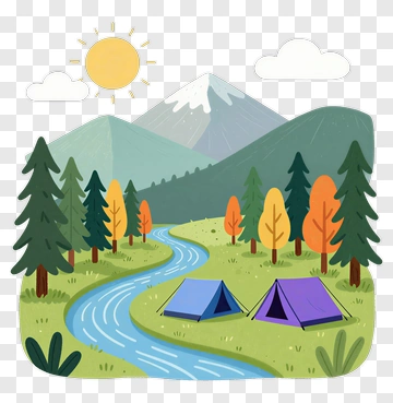 Camping Tent By River PNG
