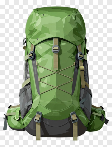 Green Hiking Backpack PNG