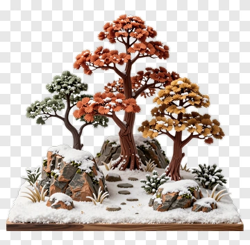 Winter Trees With Snow And Rocks PNG