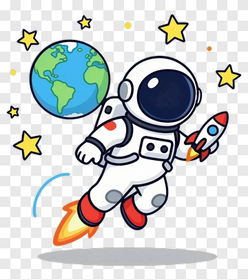 Astronaut With Rocket And Earth PNG